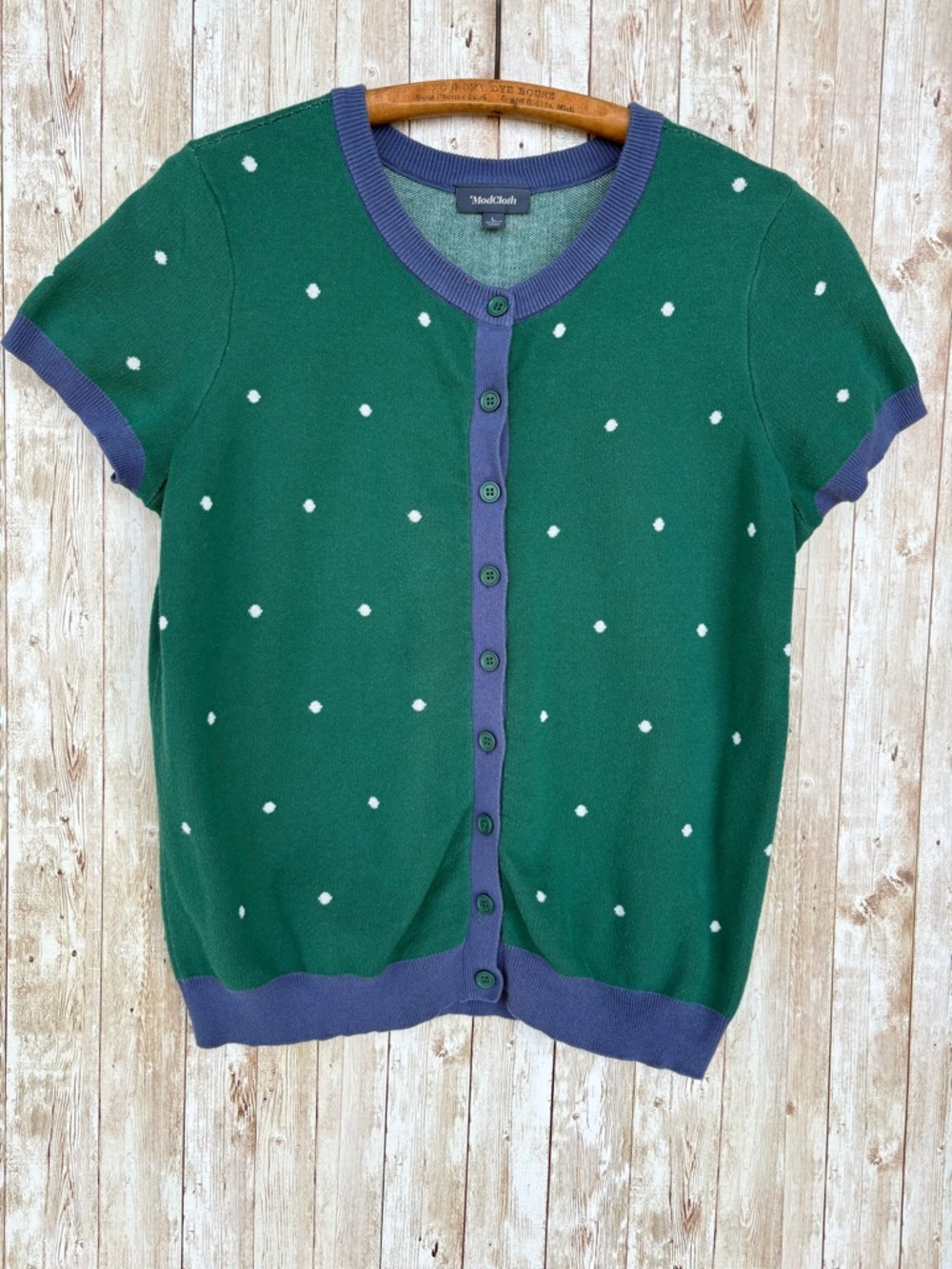 ModCloth Polka Dot Cotton Knit Cardigan